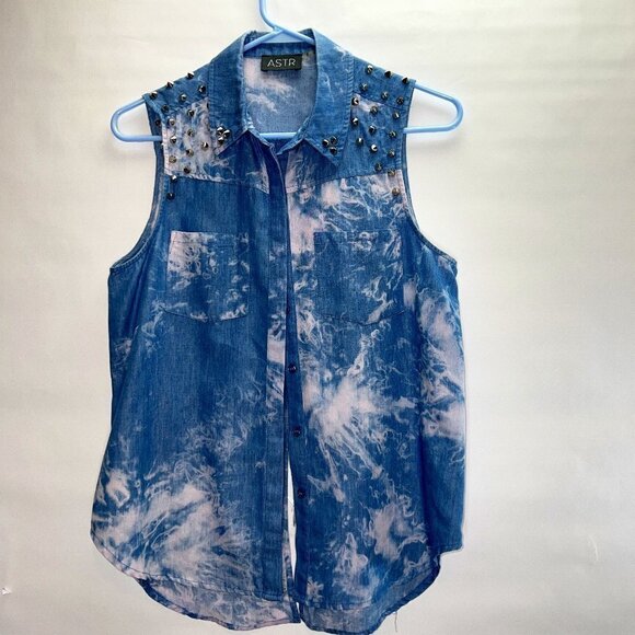 𝅺astr Studded Stone Wash Top M - Picture 1 of 6